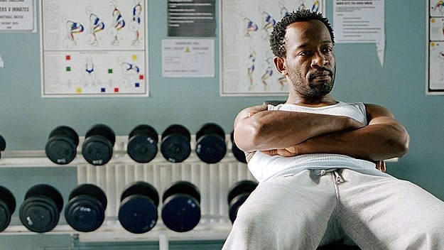 BURIED : LENNY JAMES IN THE PRISON GYM.